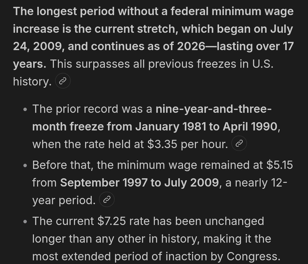 BillGatesOHell's tweet image. Fun fact:
The current federal #MinimumWage of $7.25/hr has been unchanged over 17 years, since January 2009, and is the longest stretch in history that it has been unchanged. The prior record was 9 years. USA is about to double that...as #inflation has increased dramatically.