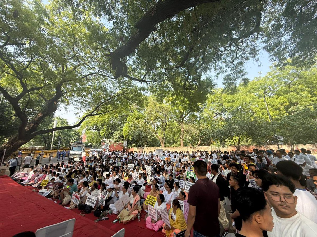 ukhrultimes's tweet photo. Sit-in protest at Jantar Mantar, Delhi, as Manipur marks its third year in crisis. https://t.co/ugtAdldqjD