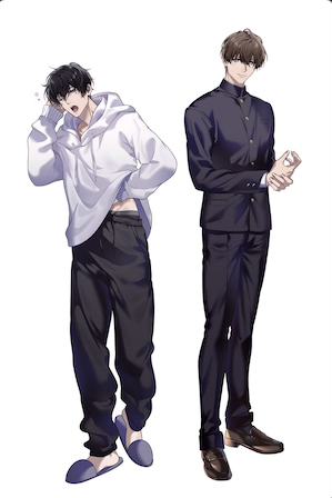 roy_choco_bl's tweet photo. 『ゲーマー陰キャ男子〜』のグッズ制作にあたり、立ち絵イラストを新たに描き下ろしていただきました。 https://t.co/szMU0dIhsq