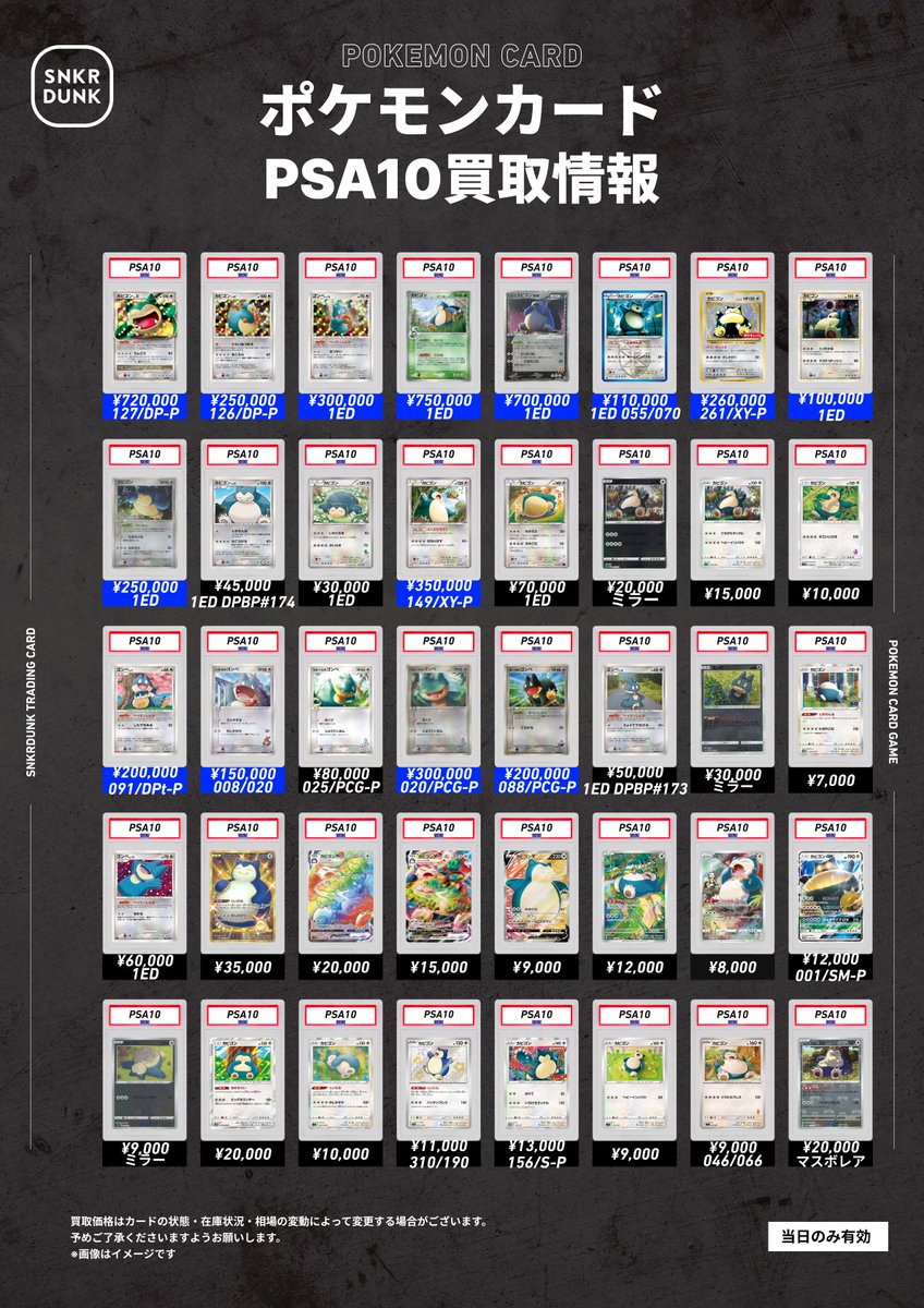 ⑯ポケカPSA カイリュー、カビゴン、ニャース、メタモン、色違い 全4枚