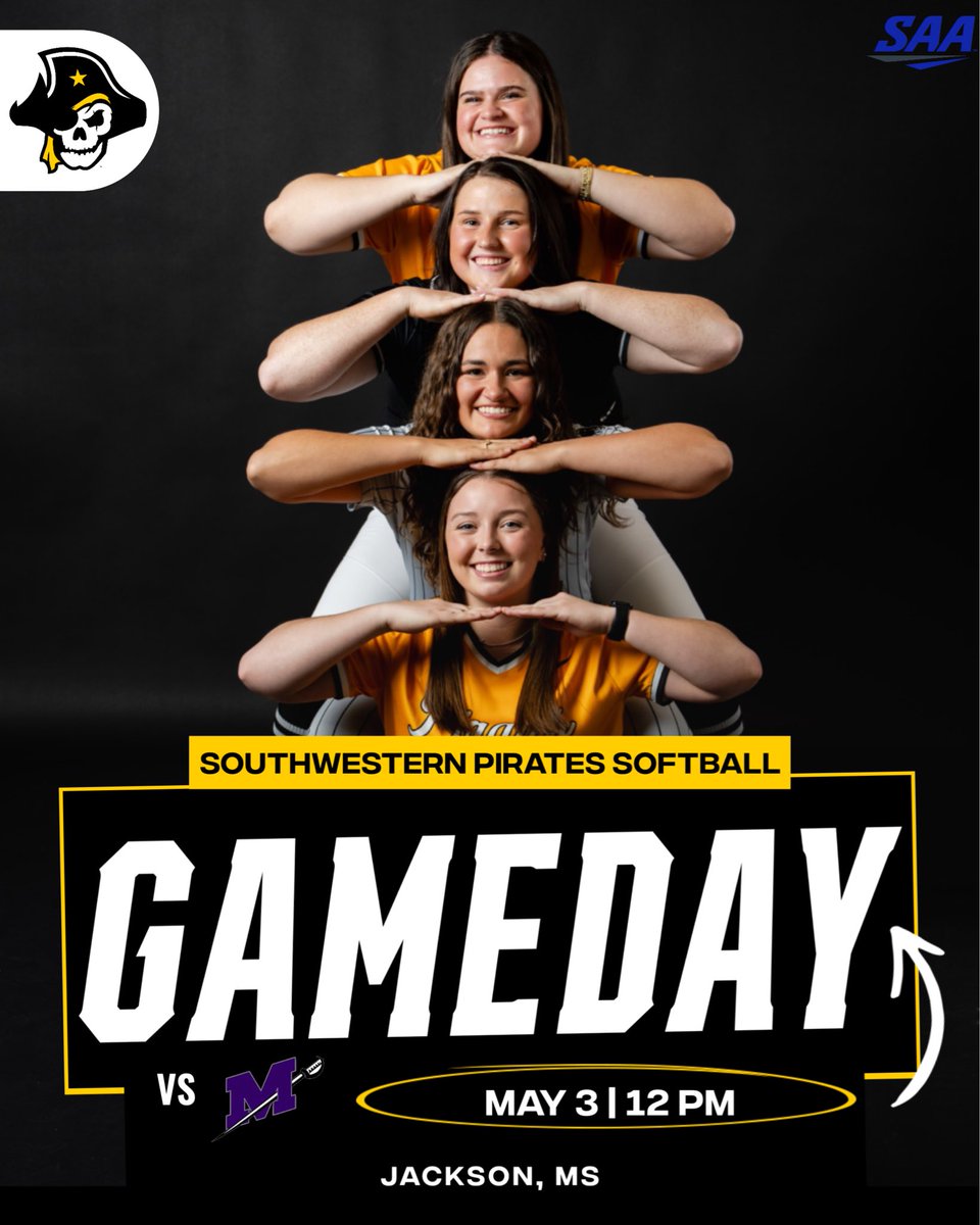 SUPirates's tweet image. #GAMEDAY // @SUPiratesSB 

🆚 Millsaps College
⏰ 12:00 PM
📍 Jackson, Mississippi 
📊📺 Southwestern Athletics Mobile App or southwesternpirates.com