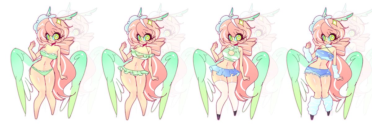 Jes_SicaJerr's tweet image. Summer outfits for my angelsona💖💖✨

[Art By @/在逃中]
#HazbinHotelSona #HazbinHotelOC