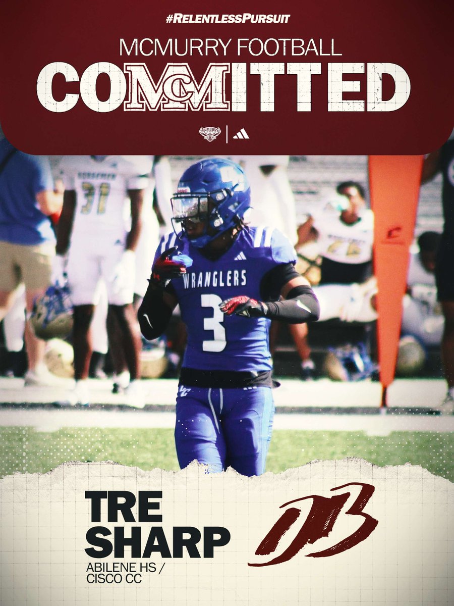 McMURRYFOOTBALL's tweet image. ❗️ Welcome to War Hawk Football ❗️

♠️ Tre Sharp, DB Abilene / Cisco CC ♠️

#WarHawksFAW
#RelentlessPursuit
#GOOD