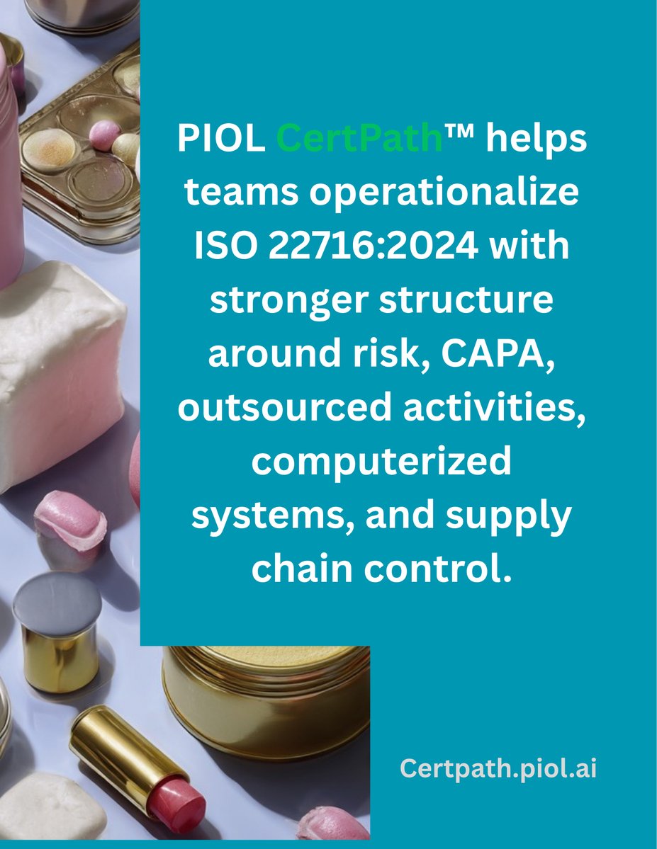 piofleadership's tweet image. ISO 22716:2024 Cosmetics Good Manufacturing Practices (GMP)
Cosmetics GMP has moved forward &amp;amp; the expectations are broader than basic hygiene &amp;amp; documentation. dlvr.it/TSLdXS
#ISO22716 #CosmeticsGMP #QualitySystems #Compliance