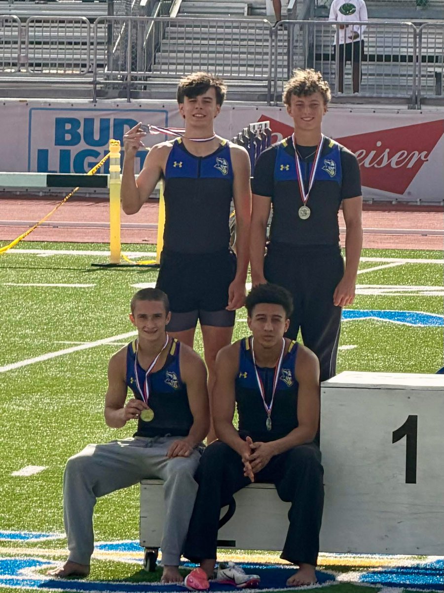 LagoVistaISD's tweet photo. STATE BOUND!

The LV Boys 4x200 Relay is headed to Austin after a 2nd place finish at Regionals!

Easton Rice
Matthew Purkey
Cedric Griffin
Brennan Brown

Congratulations boys! Let’s go VIKINGS! https://t.co/VRHNfglcT9