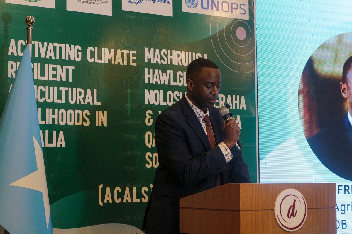 WFPSomalia's tweet image. Under the leadership of @MoLFR_SO, and in partnership with @UNOPS_Somalia, we launched the Activating Climate‑Resilient Agricultural Livelihoods in Somalia (ACALS) project today in Mogadishu, funded by @AfDB_Group.