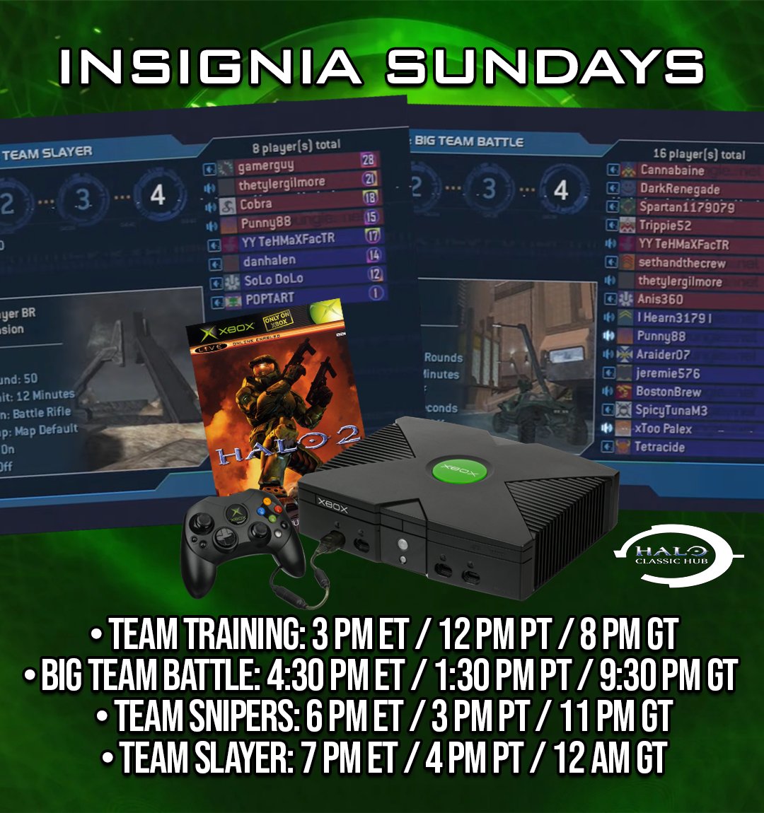 HaloClassicHCH's tweet image. TODAY! We're playing Halo 2 Matchmaking on Insignia at 3PM ET / 12PM PT / 8PM GT! You can play on OG Xbox or Xemu (PC). You can find an easy to set up Xemu PC Pack in our discord.
#halo #halo2 #gaming