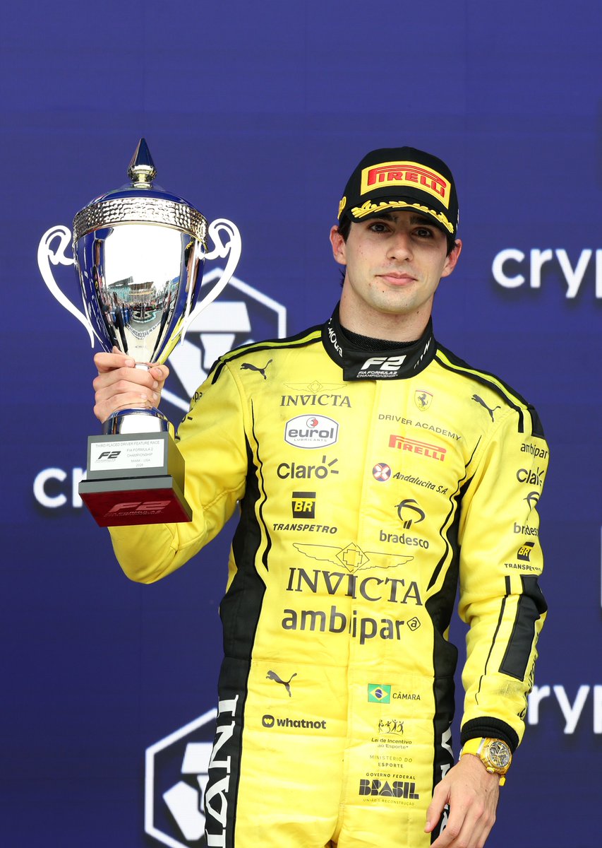 Formula2's tweet image. A double Podium finish for the @insideFDA boys! ❤️🐎

An incredible Sunday in Miami 👊

#F2 #MiamiGP