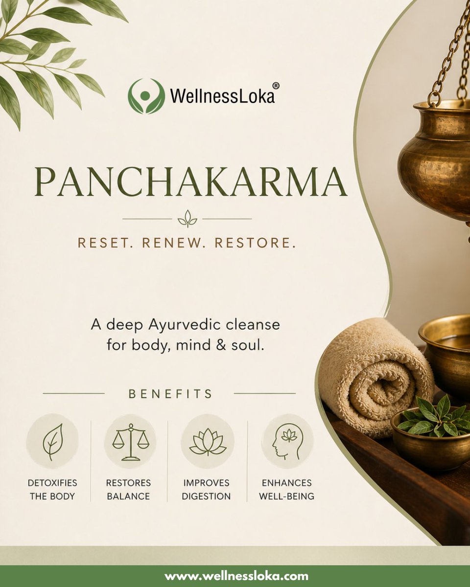 WellnessLoka's tweet image. Reset. Renew. Restore. 

Panchakarma is Ayurveda’s deep detox therapy for body, mind &amp;amp; balance.

Explore the full journey:
 blog.wellnessloka.com/panchakarma-tr…

#Panchakarma #Ayurveda #Detox #Wellness #HolisticHealth