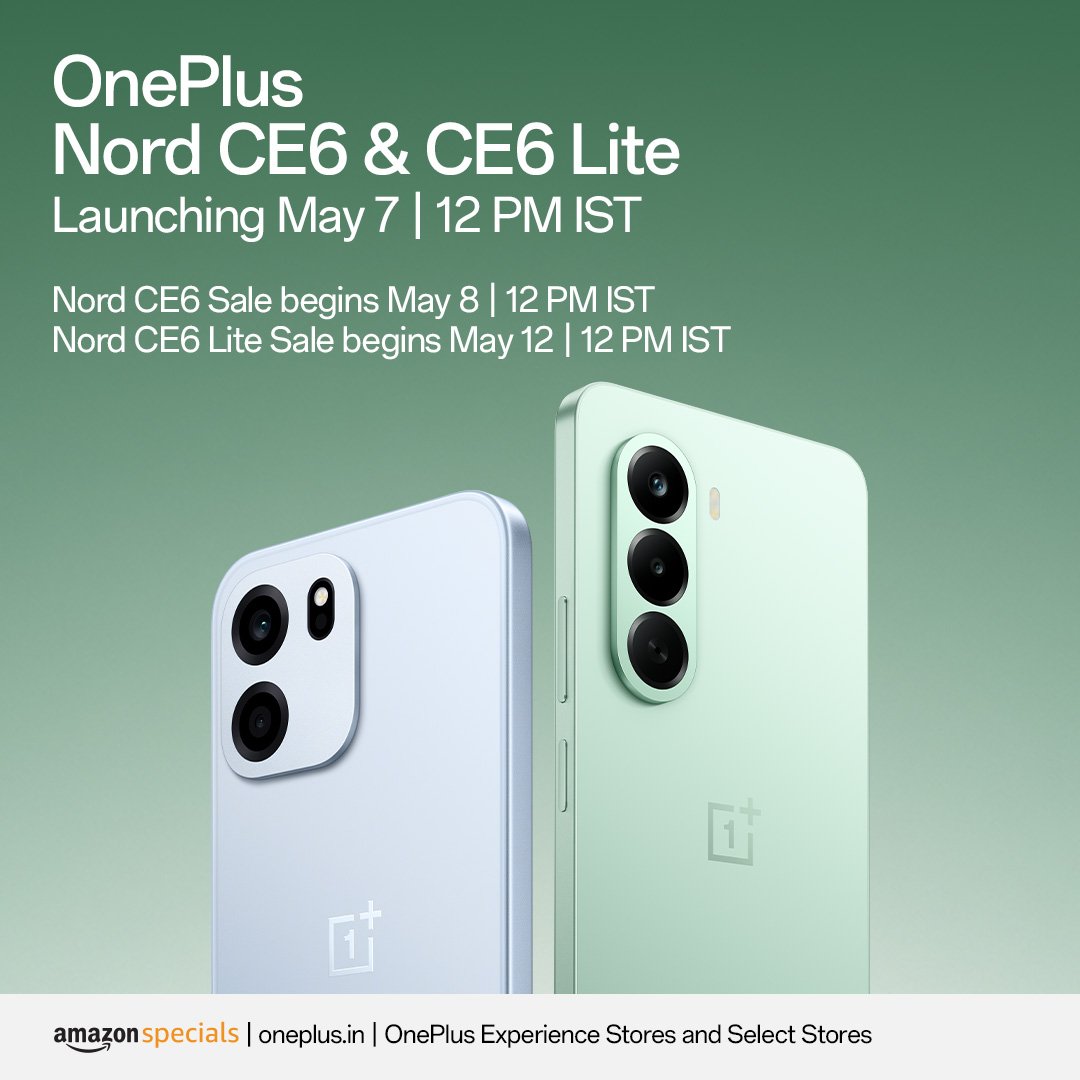 Halkatech's tweet image. One launch, double hype strategy 😏
OnePlus May 7-এ Nord CE6 &amp;amp; CE6 Lite launch 👀
• CE6 sale — May 8
• CE6 Lite sale — May 12
Single event, staggered sales—hype longer ধরে রাখার smart move 🔥📱

#OnePlus #OnePlusNord