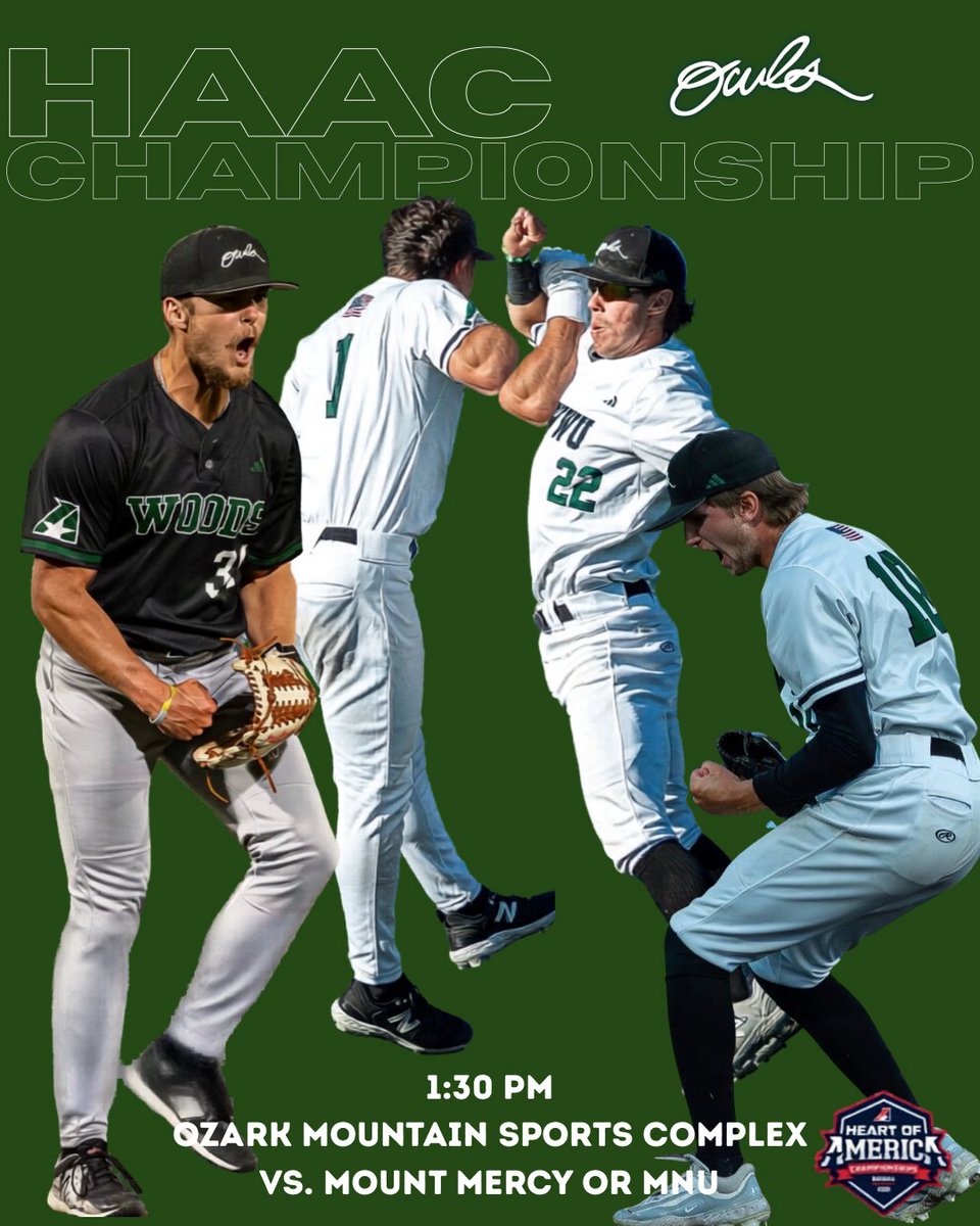 wwuowlsBSB's tweet photo. Day 4 #HAAC Conference Tournament | CHAMPIONSHIP GAME

🦉vs. Mount Mercy (#2) OR Mid America Nazarene (#5)
⏰ 1:30 PM
📍Ozark Mountain Sports Complex

Stream Here: https://t.co/W8tKp3gEaG

#TofE https://t.co/SUlt49ESNh
