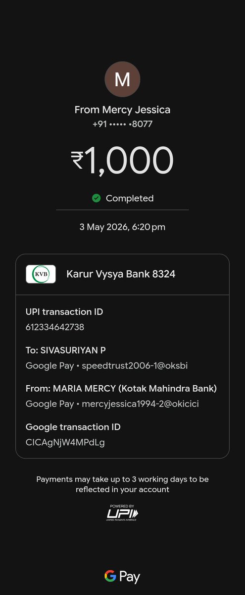 trust_speed's tweet photo. இறகுகள் தொண்டு நிறுவனம் நமது கருணை இல்ல குழந்தைகளுக்காக ரூ. 1000/- நன்கொடை வழங்கியுள்ளார்கள் திருமிகு. மெர்ஸி ஜெஸிகா அவர்களுக்கு மனமார்ந்த நன்றிகளும் வாழ்த்துக்களும்.. 🙏🙏🙏 தாங்களும் நன்கொடை அளிக்க விரும்பினால் 9626056872' என்ற கூகுள் பே எண் மூலம் வழங்க வேண்டுகிறோம்.... 🙏🙏🙏 https://t.co/vxvhCkjOlA