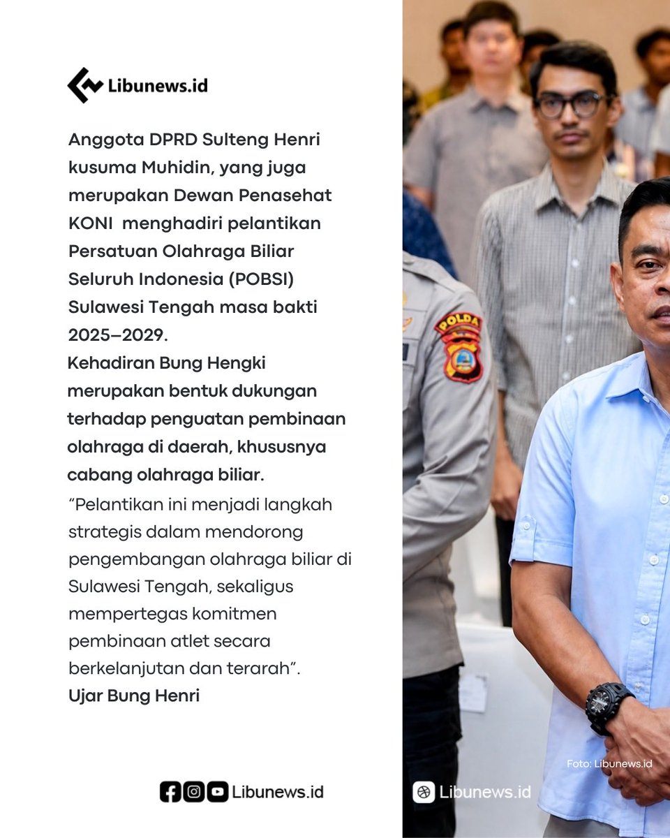 Libunews's tweet image. Henri kusuma Muhidin Menghadiri Pelantikan Pengurus POBSI Sulteng Periode 2025–2029.

Baca selengkapnya di libunews.id

#dprd #dprdsulteng #sulawesitengah #palu