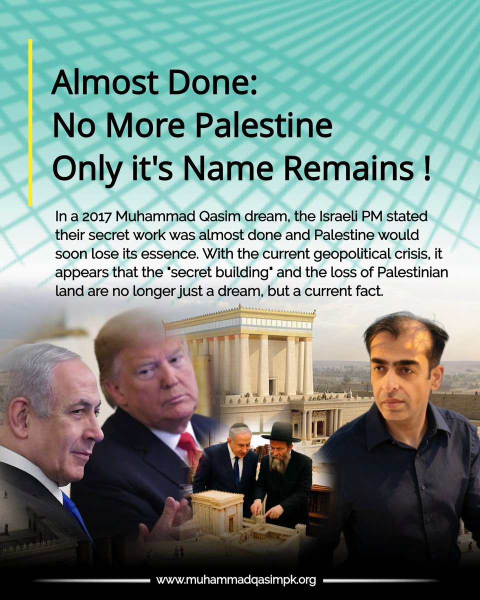 shukul1981's tweet photo. Muhammad Qasim’s 2017 dream outlines a global conflict triggered by Israel’s expansion. Muslim nations face destruction, while Pakistan struggles early but later rises, defeats enemies, and reshapes global power.
Muhammad Qasim https://t.co/CLU92o2vxd