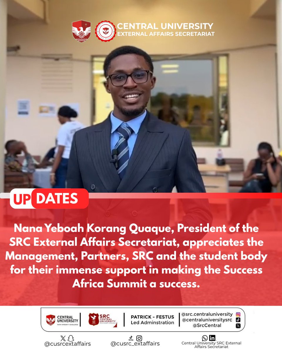 CUSRCExtAffairs's tweet photo. A historic milestone 🎉
For the first time ever, CU SRC External Affairs hosted the Success Africa Summit.

Grateful for the support from management, partners &amp; students who made it a success.
#CUSRC #ExternalAffairs #SuccessAfrica https://t.co/dnpJeozpON