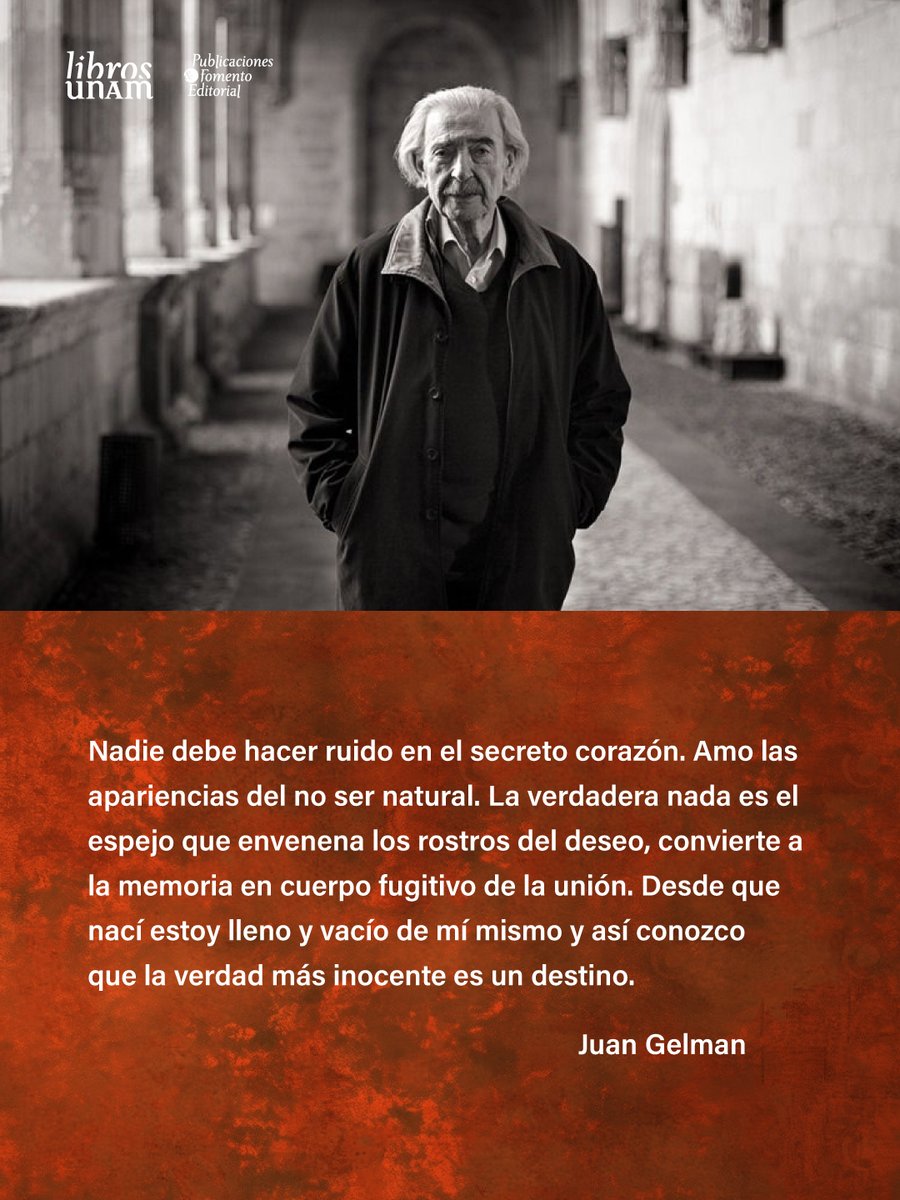 🇦🇷✍️ Juan Gelman fue poeta, traductor y periodista argentino, conocido por el exilio derivado de su actividad periodística y política. Los temas recurrentes en su obra son el amor, la muerte, el exilio, la memoria y la derrota de la lucha guerrillera. A 96 años de su nacimiento,