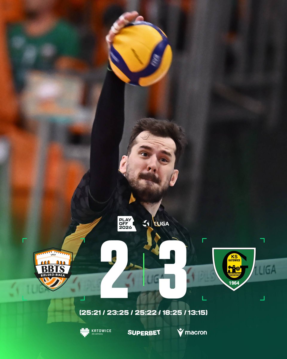 GKSSiatkowka's tweet photo. KTO WYGRAŁ MECZ?! 🔥

Wygrywamy po tie-breaku w 2. meczu finału!
---
BBTS - GKS 2:3 (25:21, 23:25, 25:22, 18:25, 13:15)
🔗 https://t.co/EyBOzeUv3R https://t.co/S8J1ivGiVm