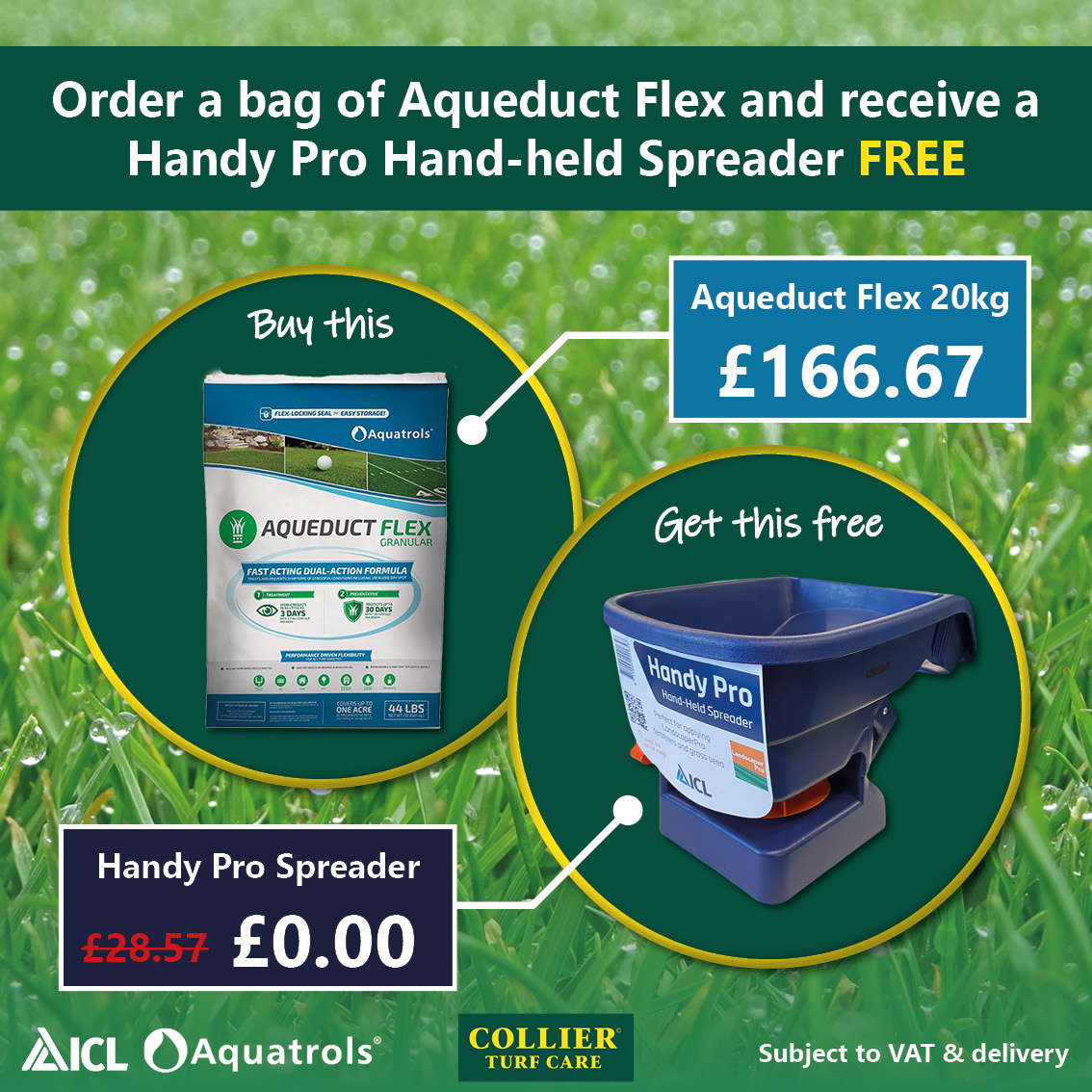 CollierTurfCare's tweet photo. Order 1 bag of Aqueduct Flex and get a Handy Pro Hand-held Spreader FREE!

Don’t miss out - https://t.co/It46VtbBlD

@Aquatrols  @ICL_Turf
#TurfCare #Deal https://t.co/BY5xEsuLsL