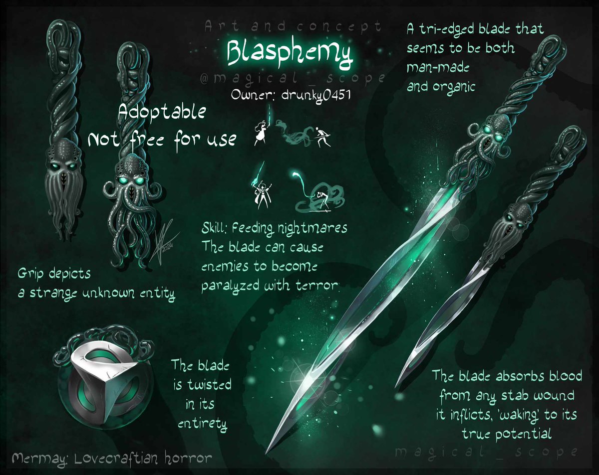 magical_scope's tweet photo. Still 3 slots for Mermay left!  
Any item/weapon to do with water, high seas, pirates, Lovecraftian monsters and even kaiju!
Email or message to preclaim! https://t.co/hFjJGpLl3m