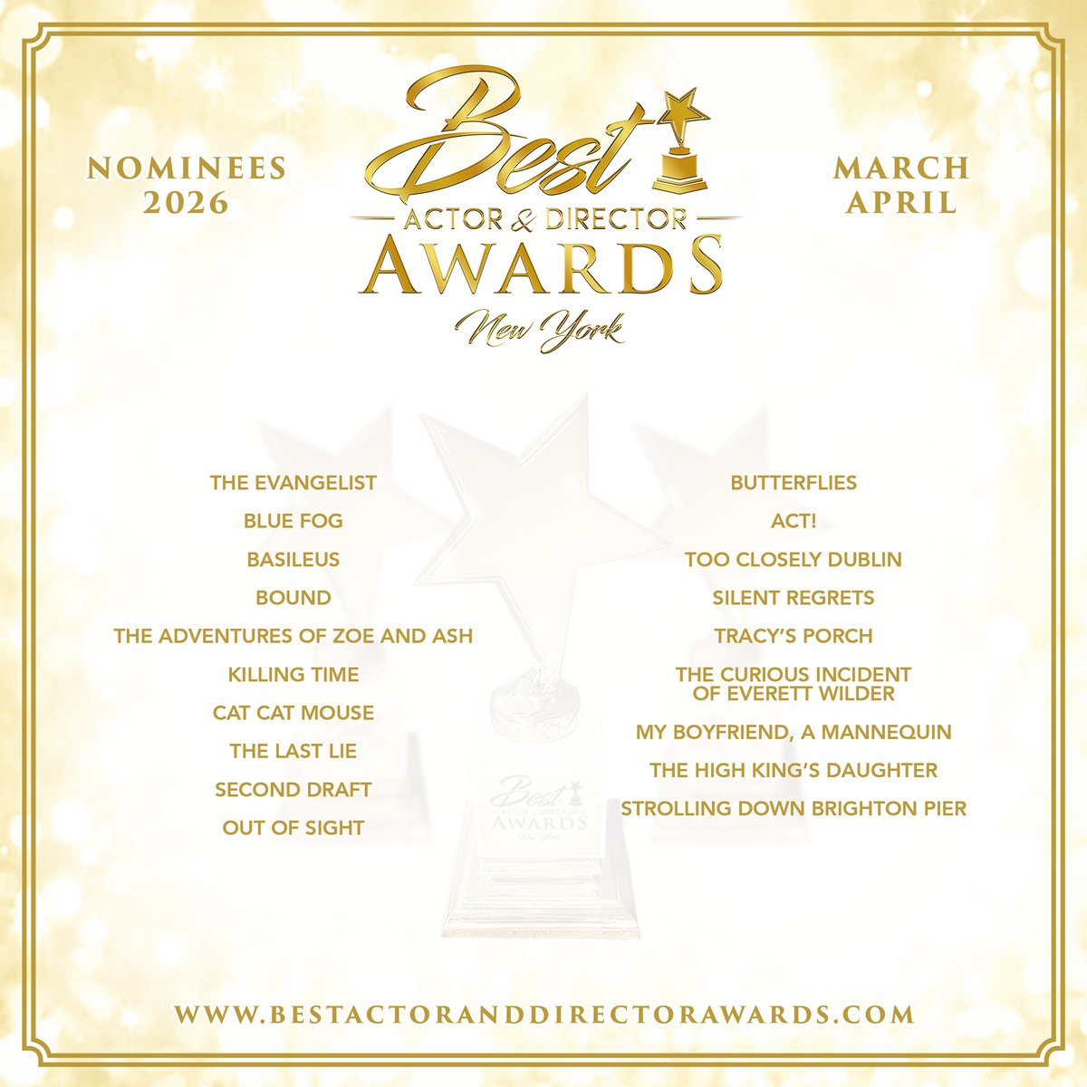 BAADAwards's tweet photo. ✨Congratulations to all the Nominees of the March-April Edition! ✨
.
.
If you are a Nominee, be sure to check the email address you entered on FilmFreeway and/or your spam folder. https://t.co/OnY5E5H5A8