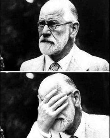 Foto 1): Freud contemplando cómo culpas a los demás de todo cuánto te ocurre.
Foto 2): Freud acaba de escuchar cuando decís: "no sé por qué siempre me pasa lo mismo, no lo puedo evitar, no puedo cambiarlo, no quiero que pase, pero simplemente ocurre una y otra vez, por qué será?"