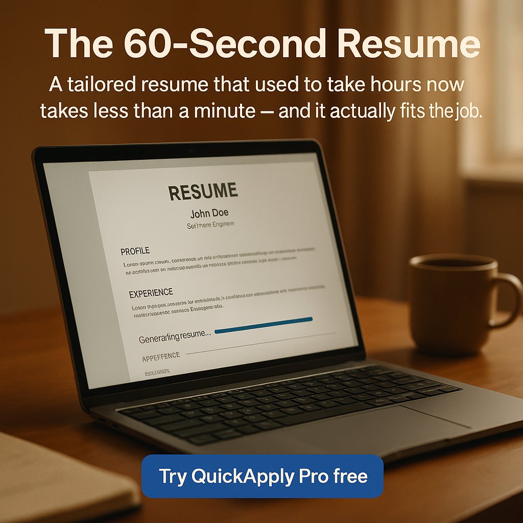 quickapplypro's tweet image. You spent 3 hours on a resume that got no callback. Not a you problem,a process problem. Generic resumes get generic results. Quick Apply Pro builds a tailored one in 60 seconds. Fresh coffee, zero guesswork. #QuickApplyPro #JobSearch
