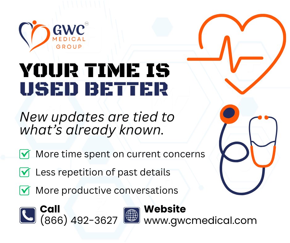 GWCMedical's tweet image. Your Time Is Used Better

• More time spent on current concerns
• Less repetition of past details
• More productive conversations

🌐 gwcmedical.com
📞 (866) 492-3627

#GWCMedical #PrimaryCare #PatientExperience #FloridaHealthcare #PhysicianCare
