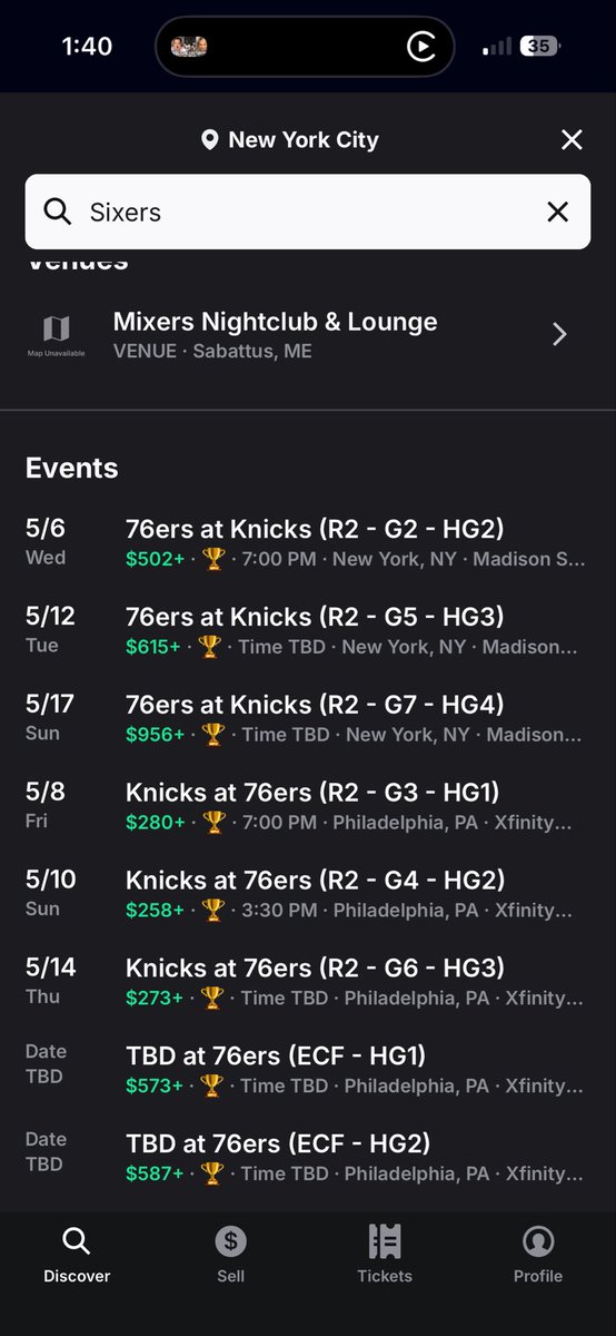 carsonkmc7's tweet photo. MSG TIX ALMOST DOUBLE XFINITY SMH https://t.co/cy90qHRwET