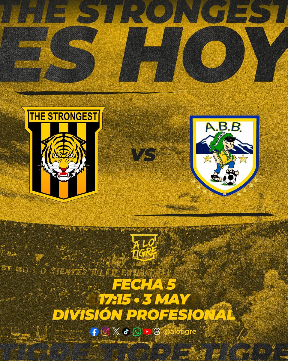 ALoTigre's tweet image. 🐯 Al Tigre lo tenemos de vuelta en casa y no podemos faltar. ¡Esta tarde vamos con todo, Gualdinegro querido!

#TheStrongest vs #ABB

💛🖤 ¡THE STRONGEST, LEVANTA TU CORAZÓN!

#ALoTigre