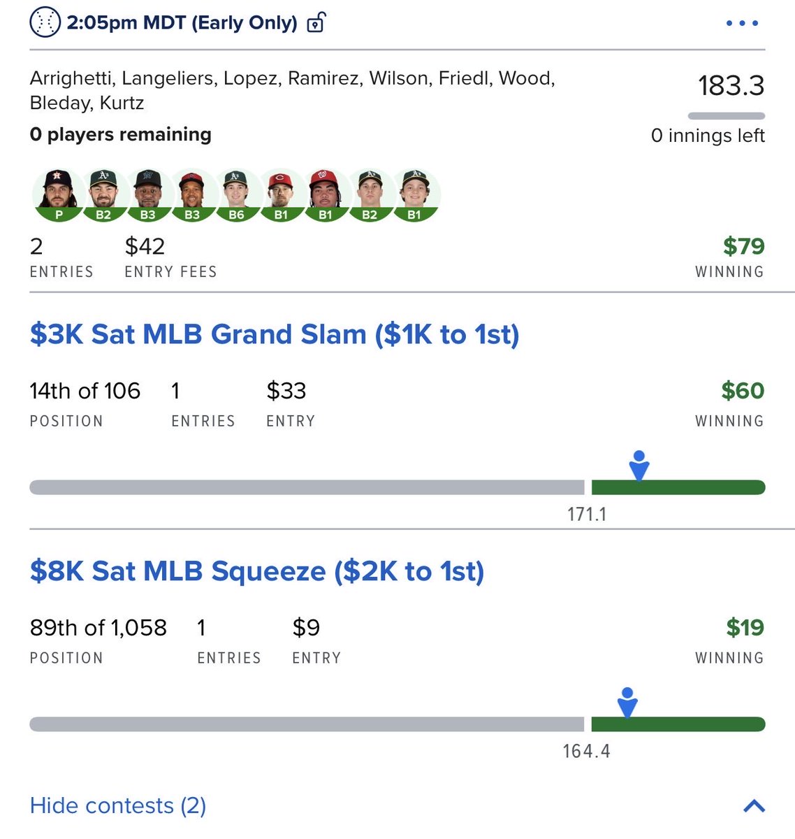 WetLineups's tweet photo. WHAT A SATURDAY💧

UFC cashes, MLB early cashes, MLB main almost takes down everything, and lineup parlays hit. Perfect day!💰🎉

Let’s do it again today, stacked day!  
💧MLB
💧NASCAR
💧NBA
💧PGA final round 

LETS GOOOO💦

#Fanduel #DFS #Gambling𝕏 https://t.co/Oka6HAybLq