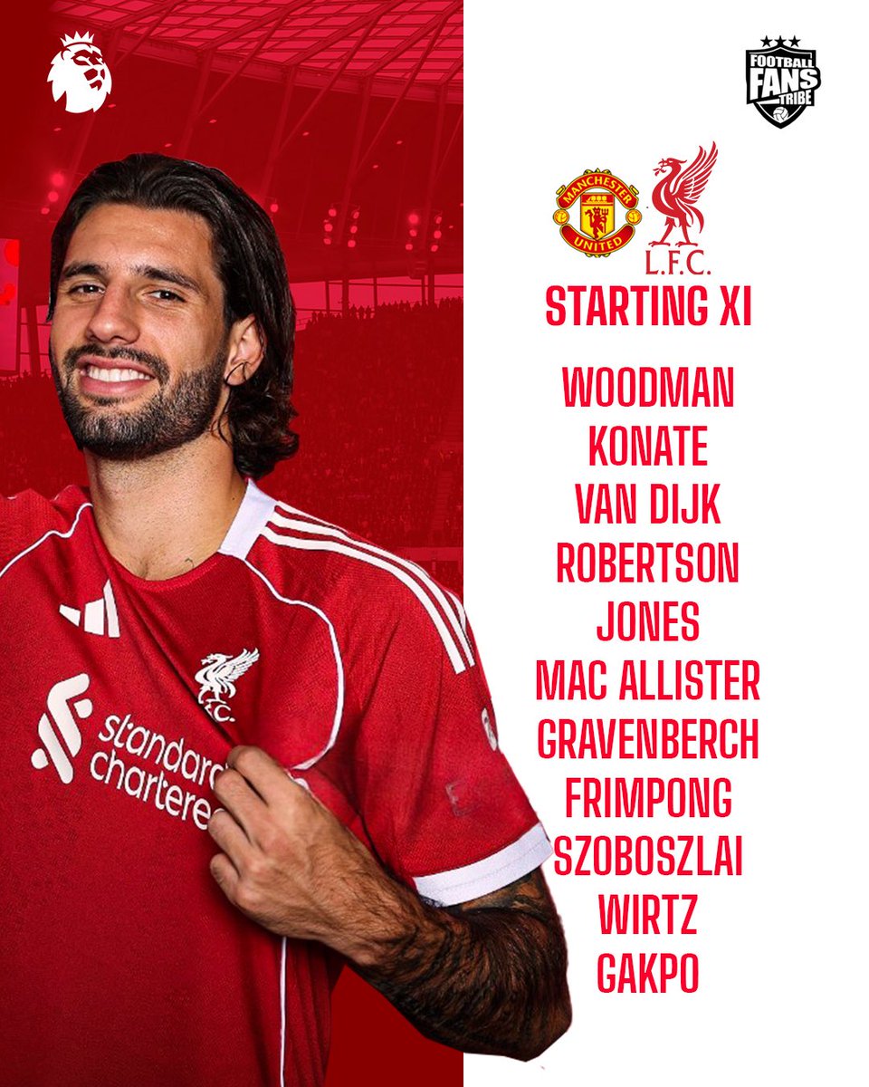 FansTribeHQ's tweet image. MANCHESTER UNITED 🆚 LIVERPOOL Starting XI

#manutd #liverpool #MUNLIV #premierleague