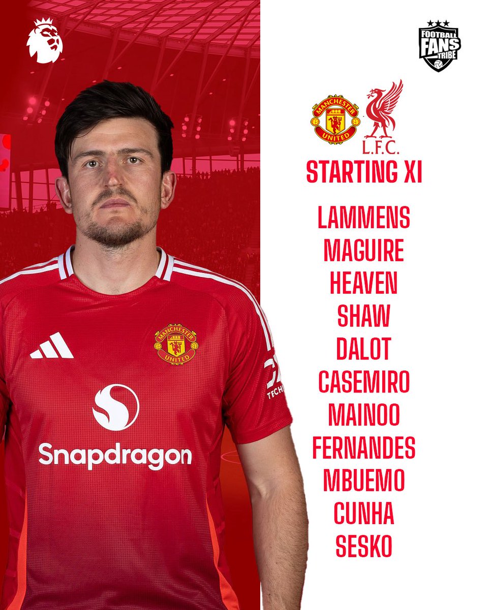 FansTribeHQ's tweet image. MANCHESTER UNITED 🆚 LIVERPOOL Starting XI

#manutd #liverpool #MUNLIV #premierleague