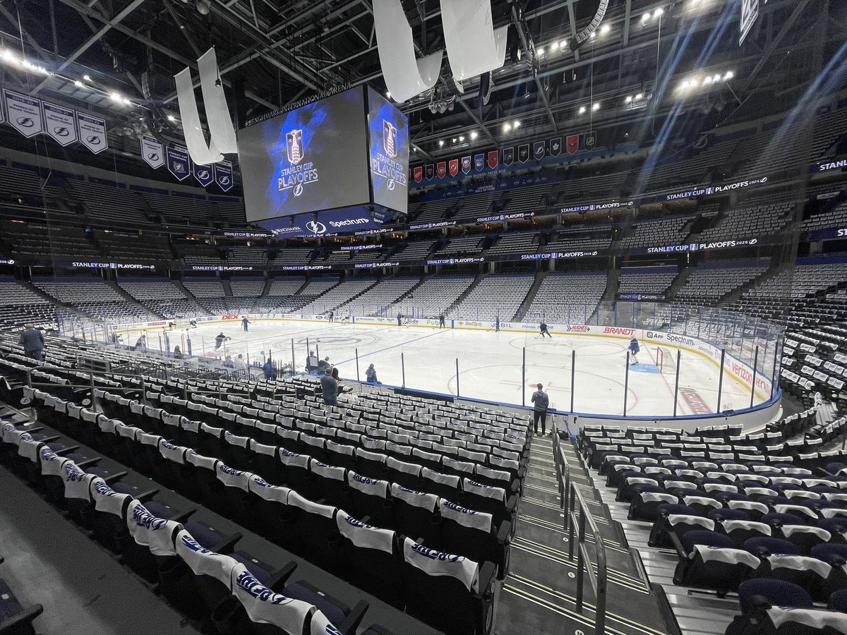 mikesmithcomedy's tweet photo. Good morning from Benchmark International Arena. Optional skate in advance of tonight’s Game 7. https://t.co/t8nBWyYawP