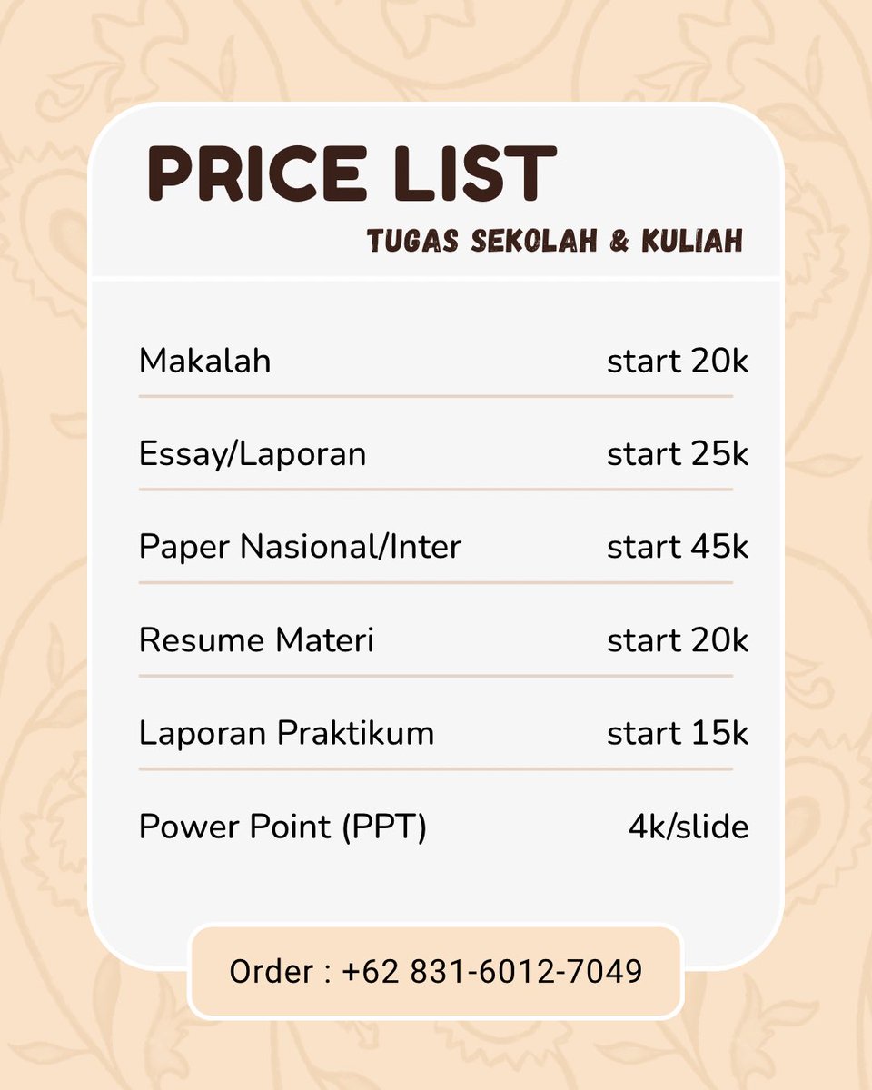 joki4ntipusing's tweet photo. hai haii!! open joki tugas kuliah dan tugas sekolah ya gais 🫰🏻
joki makalah, essay, paper, laporan, resume, ppt, skripsi juga, dll

trusted! 👍🏻

wa : https://t.co/a3hINr4fmg

#jokitugas #jokimakalah #GeminiFourth https://t.co/cMVGLYKJvt