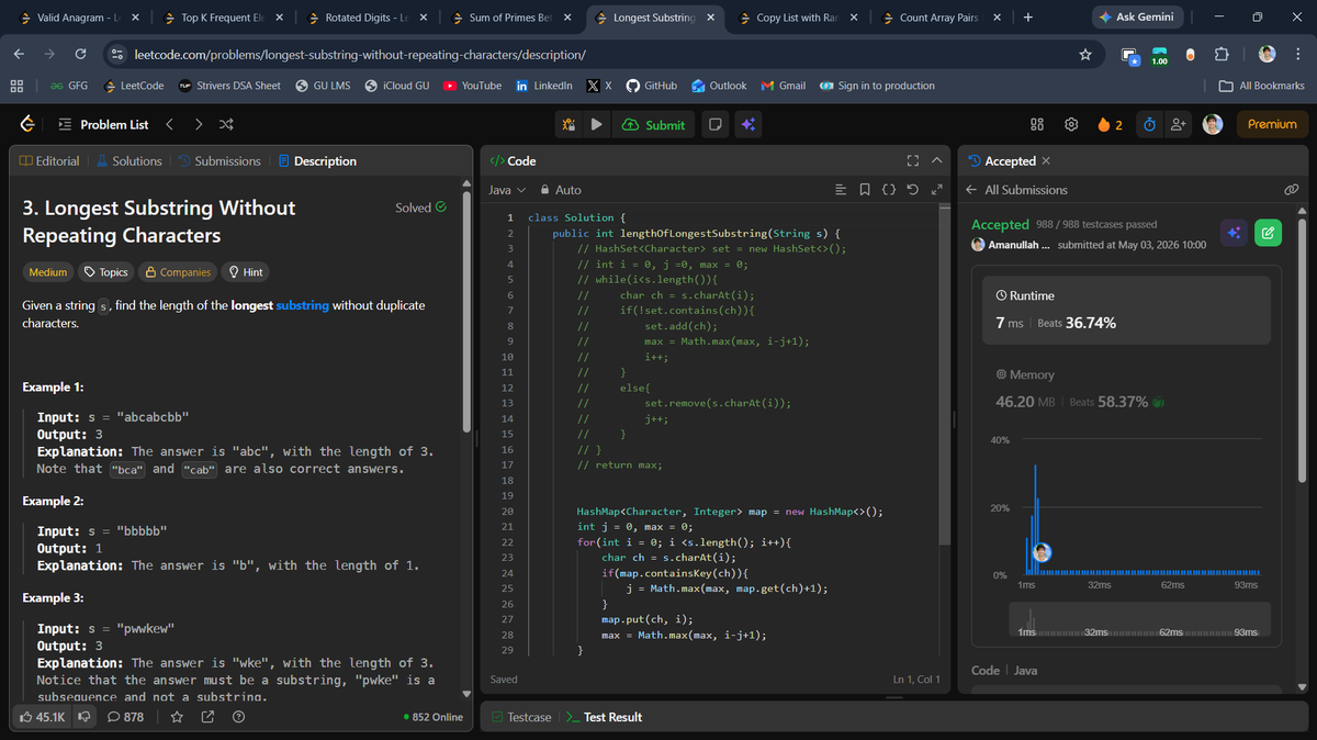 beingbashar06's tweet photo. #Day89 of #100DaysOfCodeChallenge

Solved multiple hashing problems today.

• Top K Frequent Ele
• Rotated Digits
• Sum of Primes Between No and Its Rer
• Longest Substring Without Repeating Char
• Copy List with Random Pointer
• Count Arr Pairs Divisible by K

Day 89 done https://t.co/1Mt3WGOOG7