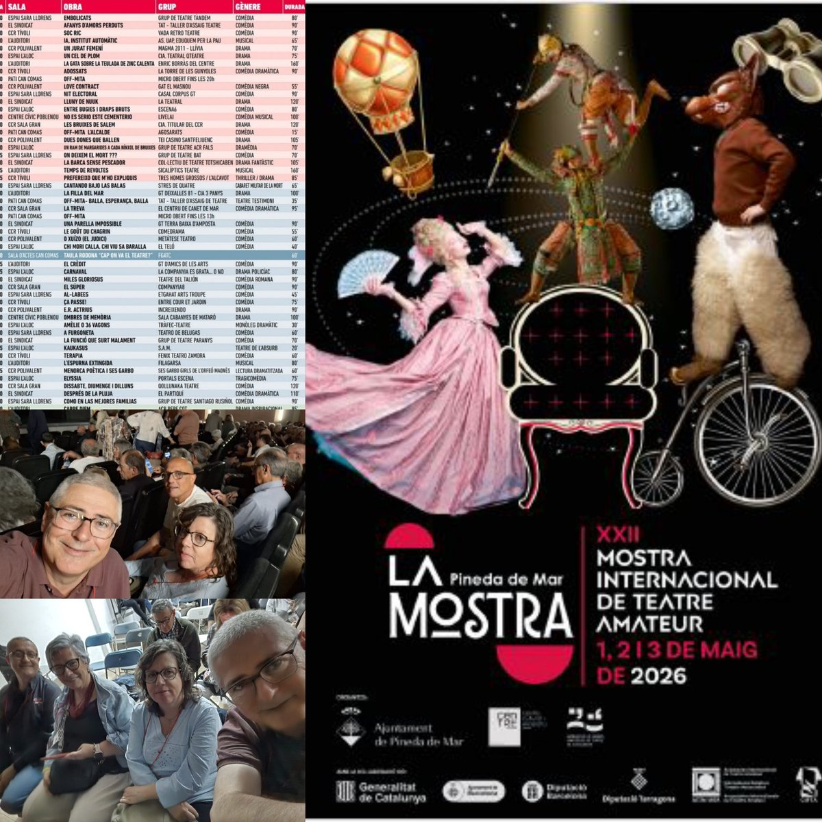 attrezzoteatre's tweet photo. Aquest any hem estat presents a la XXII Mostra Intenacional de Teatre Amateu a Pineda de Mar gaudint-la com espectadors organitzada per la nostra Federació de Grups Amateurs de Teatre de Catalunya #teatreamateur #pinedademar https://t.co/Pp2MbQMHpF