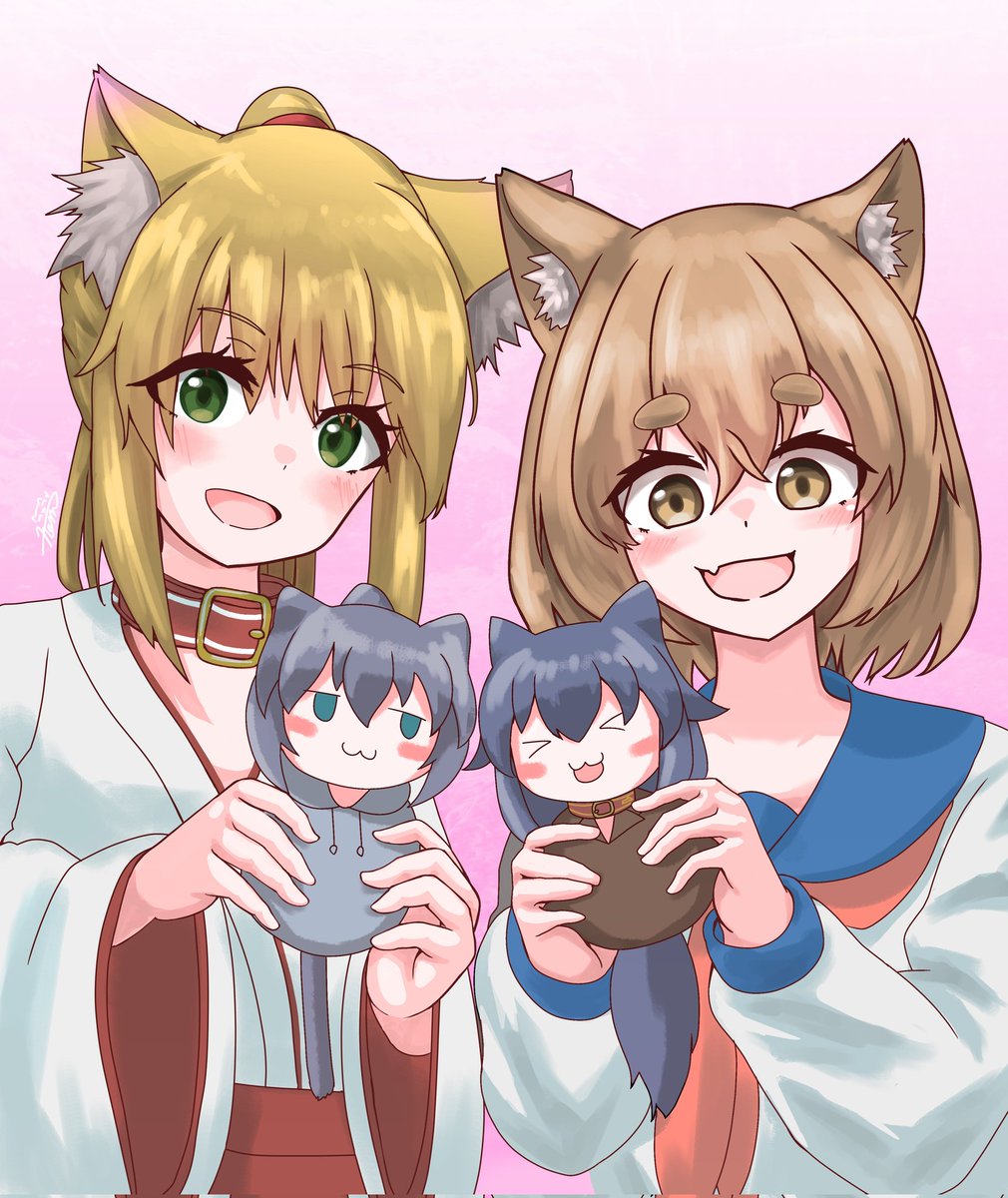 とげ丸さん（<a href="/Toge_second/">とげ²</a>）のオリキャラ『コンちゃん』と うちの子イラストを描かせて頂きました！
女子力高めのコンビ、最強です…!!

【#オリキャラコラボどうでしょう】