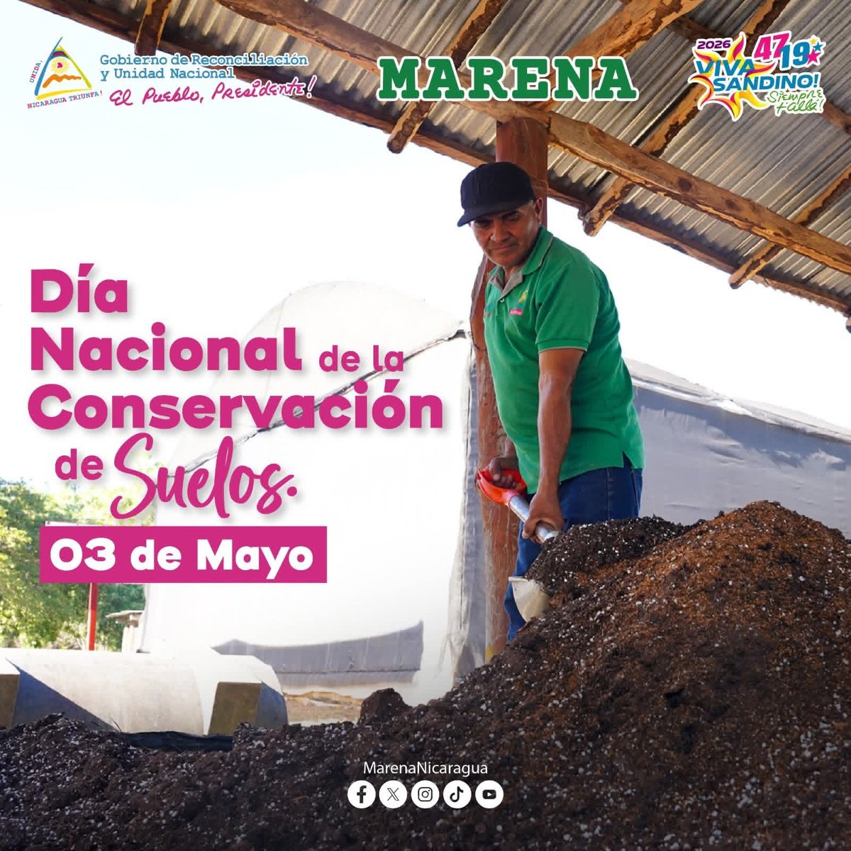 #Efeméride | 3 de mayo Día Internacional de la Conservación del Suelo.

#AmorAlaMadreTierra
#Nicaragua