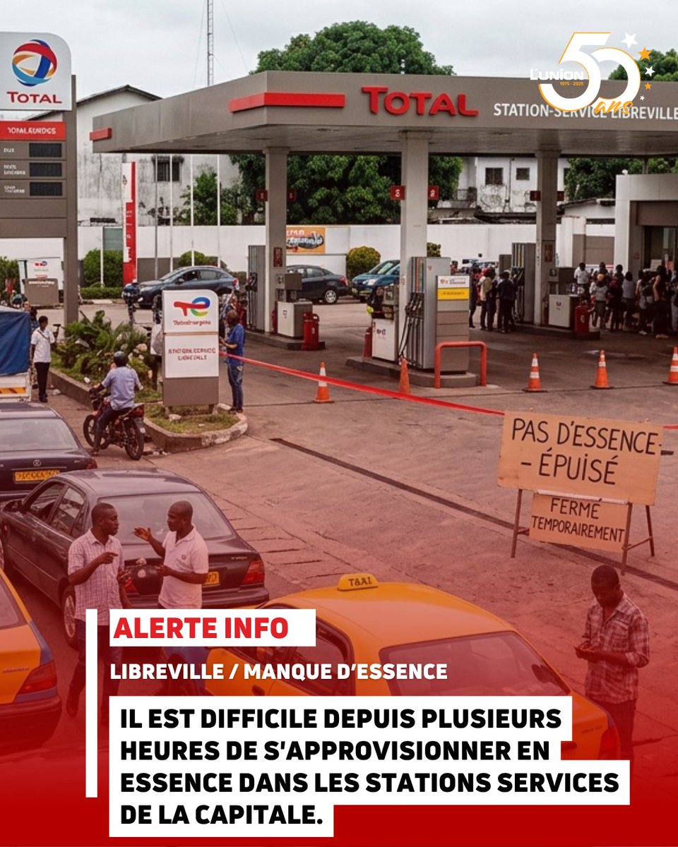 🚨 #ALERTEINFO - L'essence manque à la pompe

Il est difficile depuis plusieurs heures de s'approvisionner en essence dans les stations services de la capitale. 

🔗 𝗦𝗶𝘁𝗲 → lunion.ga
📞 𝗔𝗻𝗻𝗼𝗻𝗰𝗲𝘀 → 077 91 87 07 

🔗 PUB → publicom.ga