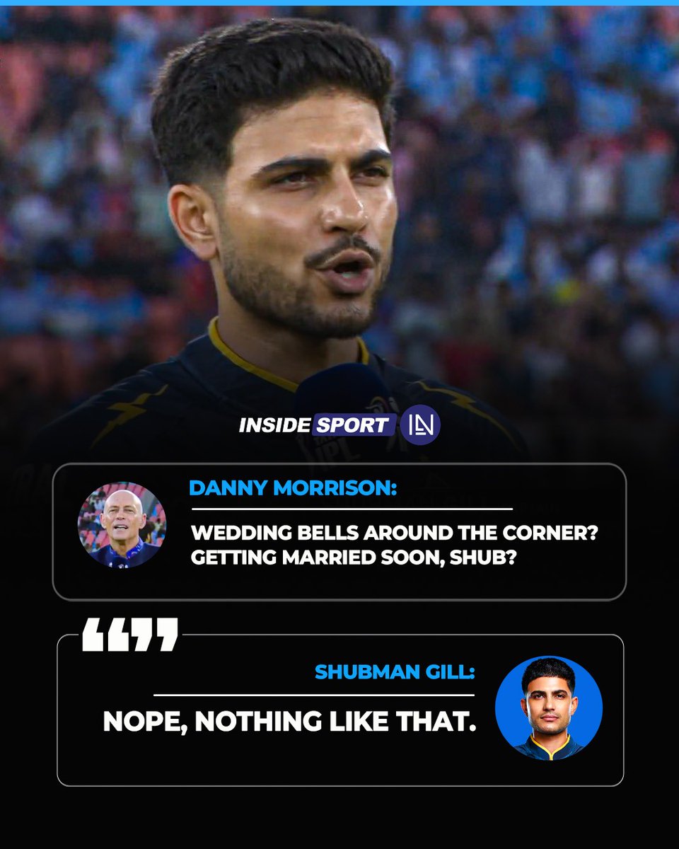 InsideSportIND's tweet photo. Danny Morrison teased about wedding bells, but Shubman Gill denied it 😃
#IPL2026 #ShubmanGill #DannyMorrison #Cricket https://t.co/02USTfJeFc