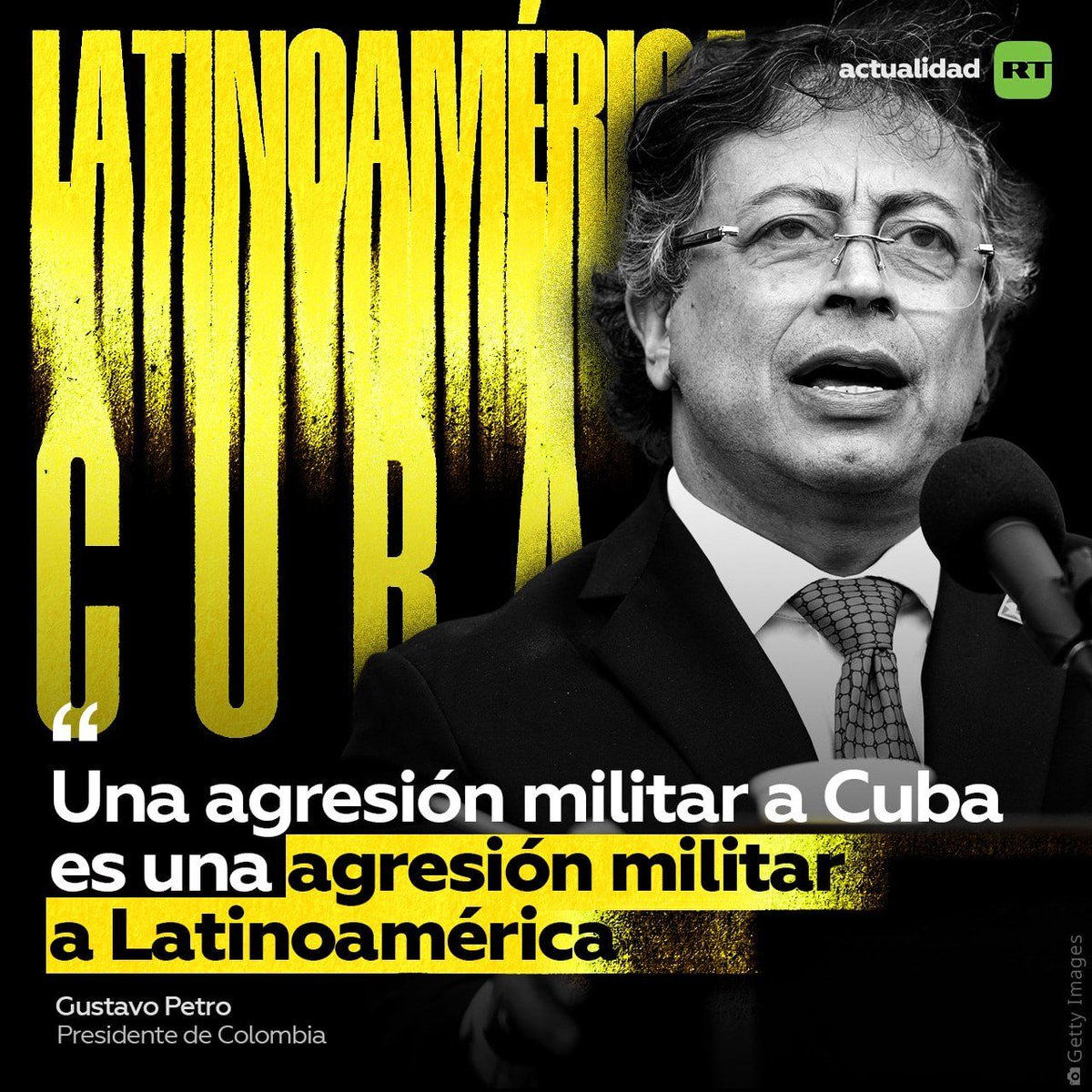 ActualidadRT's tweet photo. "No estoy de acuerdo con una agresión militar a Cuba porque eso es una agresión militar a Latinoamérica. Dijimos que el Caribe es una zona de paz y eso debe respetarse" — @petrogustavo sobre las declaraciones de Trump, quien amenazó con atacar Cuba.

👉 https://t.co/lRyalAHZQU https://t.co/MSsDmBuUwb