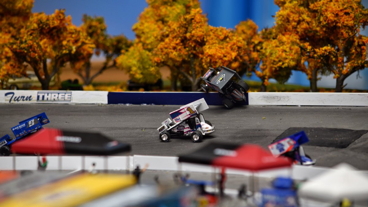 BehrendSpeedway's tweet photo. Hey, you can’t park there! 

A big flip over the wall ended up with the 3z machine in a tree! https://t.co/kP1lFp3P4k