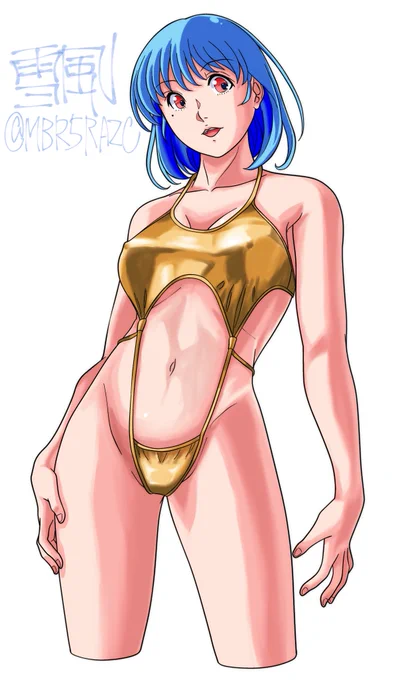 #GWなので金ビキニを貼る 最近、デジタルでは描いてないような気がしたんだけど…… 色紙で金ビキニを描きたかったけど塗り方がイマイチわからなくてデジタルで練習したやつが残っていたので少し修正と加筆……描くときは描くよw そんなわけでその方向で描いたのでセンシティブ設定でポストしますん