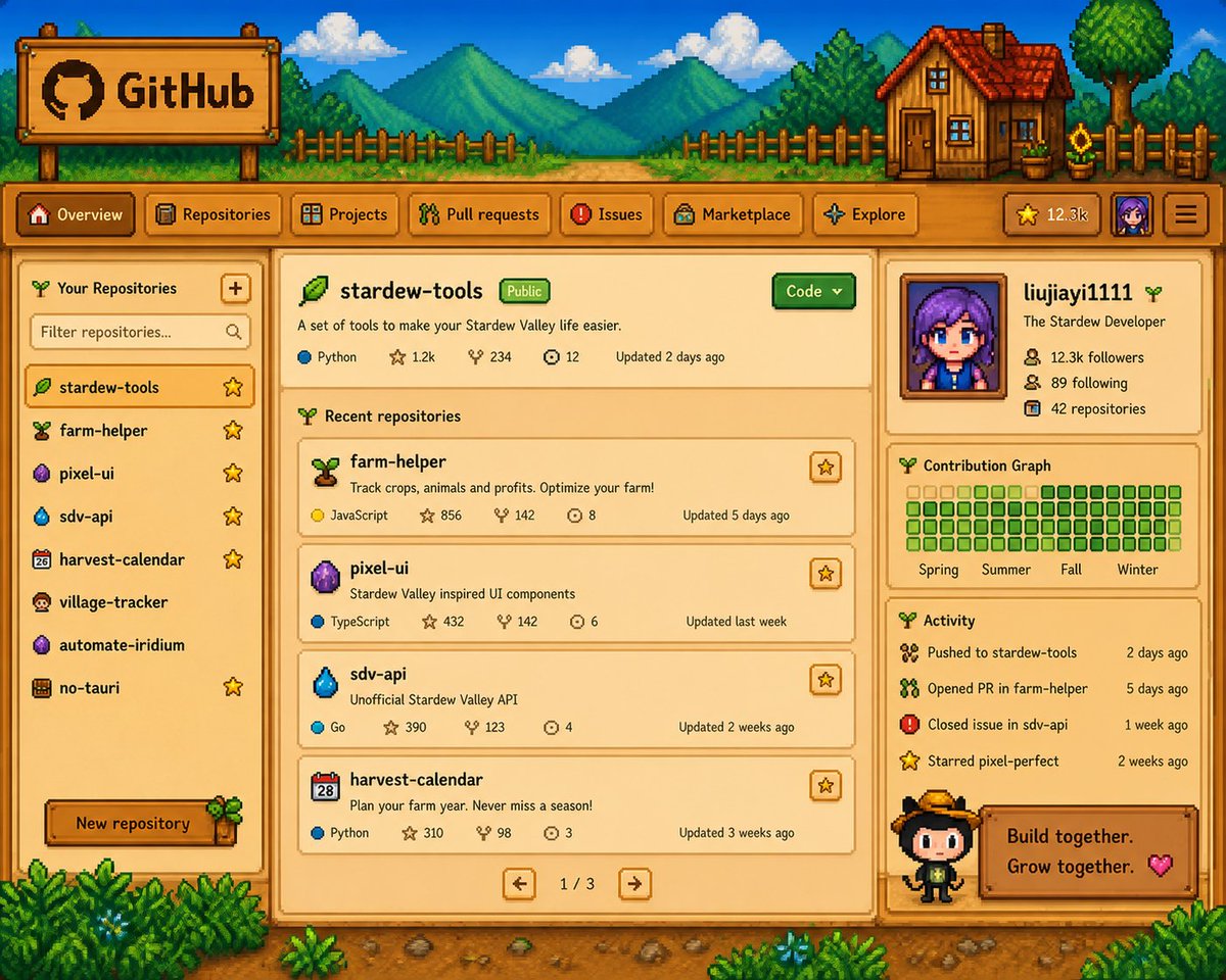 If GitHub were Stardew Valley...