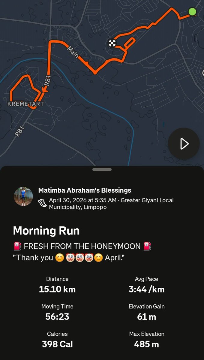 MatimbaKleinboi's tweet image. Enjoy 🏃‍♂️ #Running #Training 24 May 2026 #CapetownMarathon #GoalsSet
