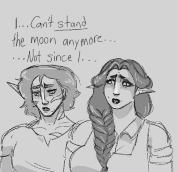 Goopy_art's tweet photo. Some sad shit when a drunk Tanya started talking with Marigold. Tanya has nooo idea the werewolf was Marigold. Mari doesn't have the heart to tell her. https://t.co/t7YTAWFIqd