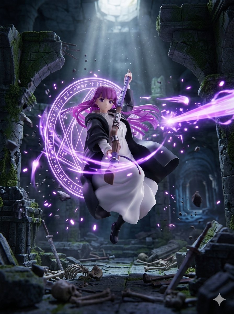 フィギュア】『葬送のフリーレン』のフェルン。魔法（ゾルトラーク）を