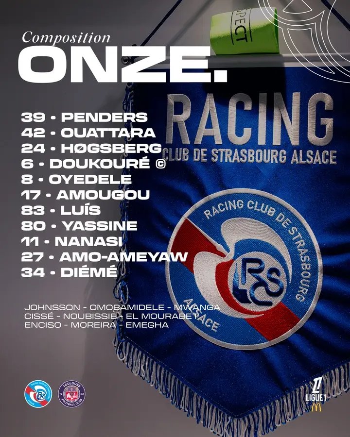 Bluecoxtra's tweet image. #LATEST: Young Senegal winger, Yaya Diémé and Mathis Amougou get the nod to start for Strasbourg in their match against Toulouse.

#BlueCo