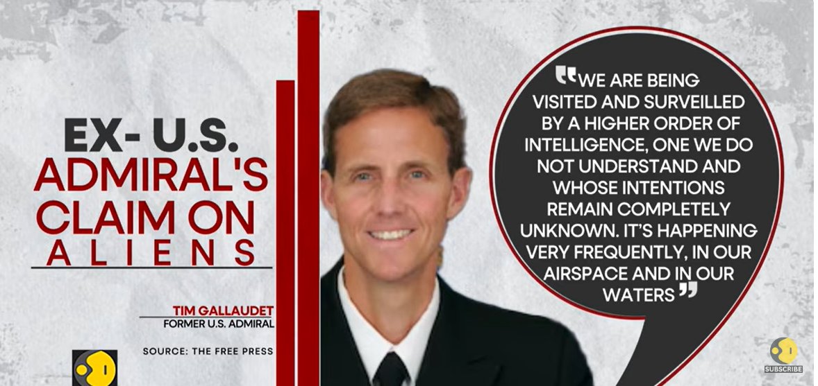 IndiaReflector's tweet image. #BIG: EX US Admiral Tim Gallaudet Claims: Aliens Surveilling Us Frequently! 

"We are being visited and surveiled by a higher order of intelligence, one we do not understand and whose intentions remain completely unknown." 

"It is happening very frequently, in our airspace and