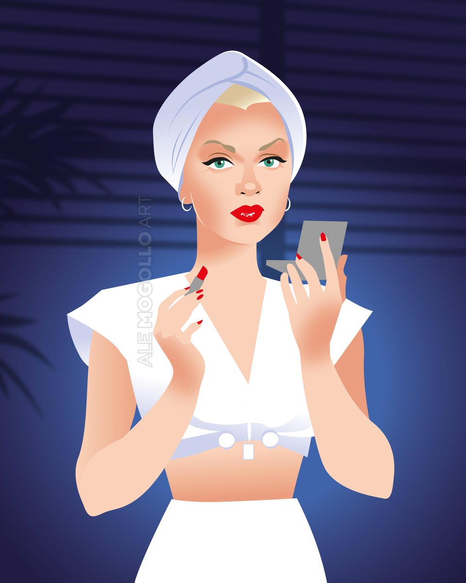 alemogolloart's tweet image. Happy 80th anniversary to film noir classic The Postman Always Rings Twice. Based on James M. Cain’s novel and starring Lana Turner as the unforgettable femme fatale Cora—pictured here in her iconic first entrance. Dressed in white, surrounded by shadows… 
#FilmNoir #TCMParty